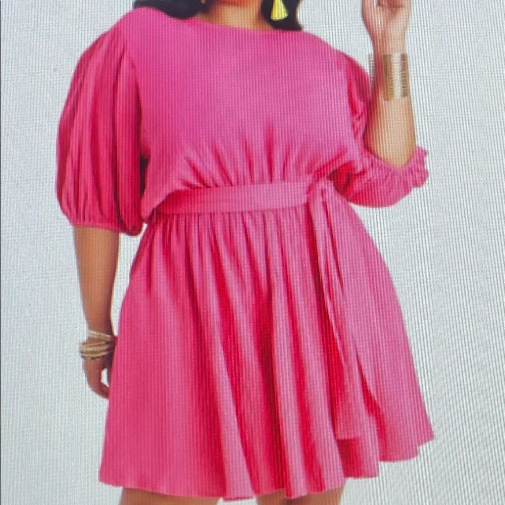Ashley Stewart Pink waist tie dress. Size 30/32. NWT